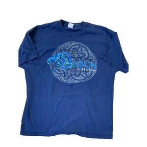 Dublin Ireland Y2K T-Shirt Youth Womens Large Blue Logo Celtic Destination